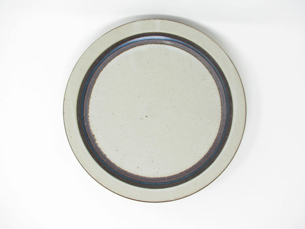 edgebrookhouse - Vintage Otagiri Horizon Gray Stoneware Dinner Plates with Blue Stripe - 3 Pieces