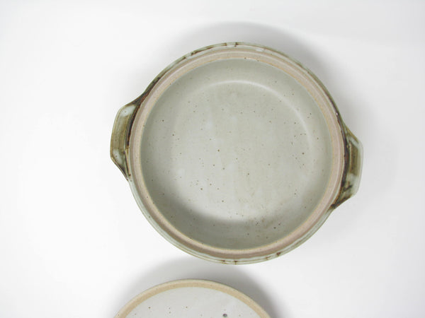 edgebrookhouse - Vintage Otagiri Horizon Gray Stoneware Lidded Casserole or Baking Dish with Blue Stripe