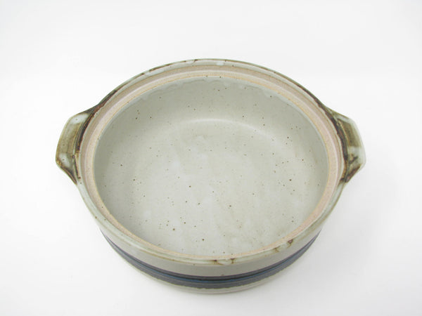 edgebrookhouse - Vintage Otagiri Horizon Gray Stoneware Lidded Casserole or Baking Dish with Blue Stripe