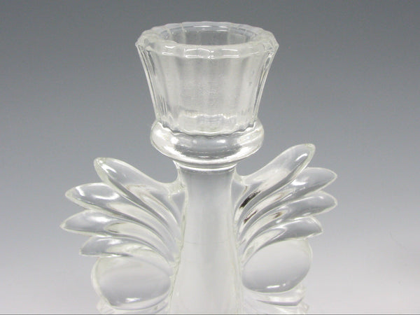 Vintage Paden City Clear Glass Maya Candle Holders - a Pair