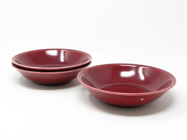 Vintage Paden City Pottery Greenbrier Burgundy Bowls - 3 Pieces