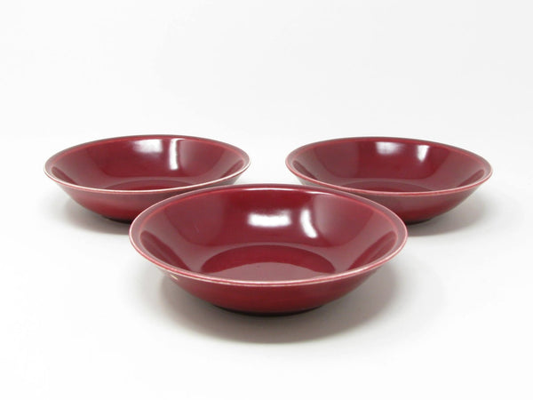 Vintage Paden City Pottery Greenbrier Burgundy Bowls - 3 Pieces