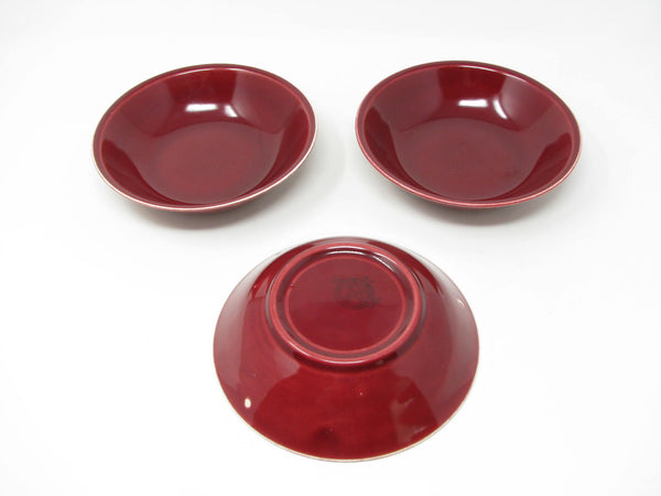 Vintage Paden City Pottery Greenbrier Burgundy Bowls - 3 Pieces