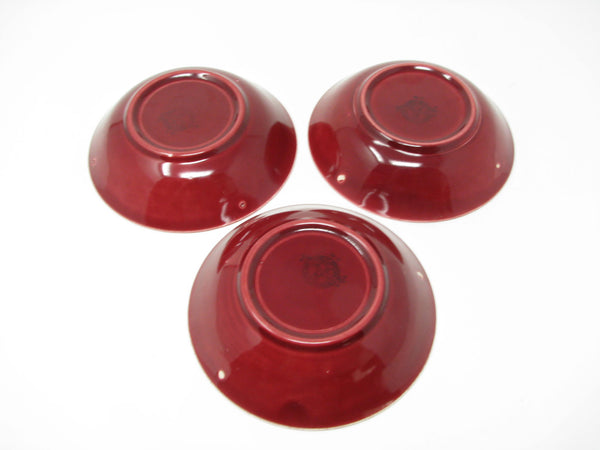 Vintage Paden City Pottery Greenbrier Burgundy Bowls - 3 Pieces