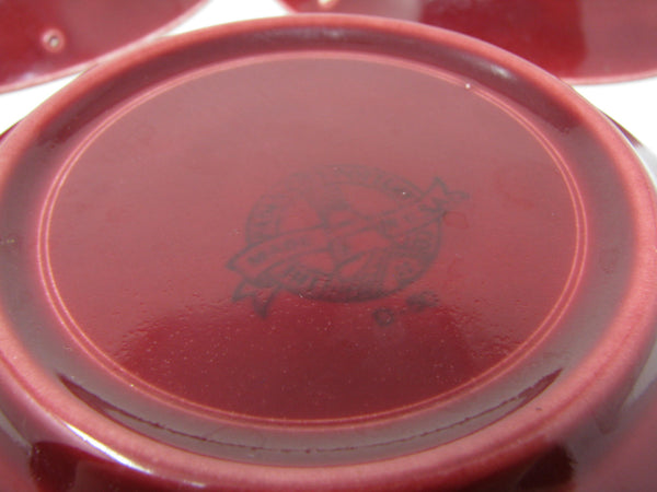 Vintage Paden City Pottery Greenbrier Burgundy Bowls - 3 Pieces