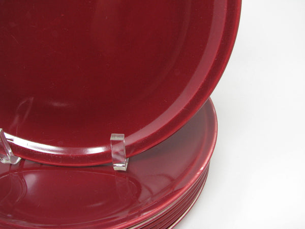 Vintage Paden City Pottery Greenbrier Burgundy Dinner Plates - 7 Pieces