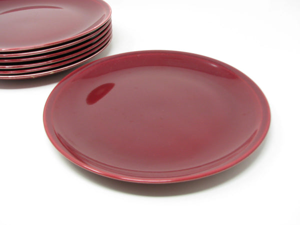 Vintage Paden City Pottery Greenbrier Burgundy Dinner Plates - 7 Pieces
