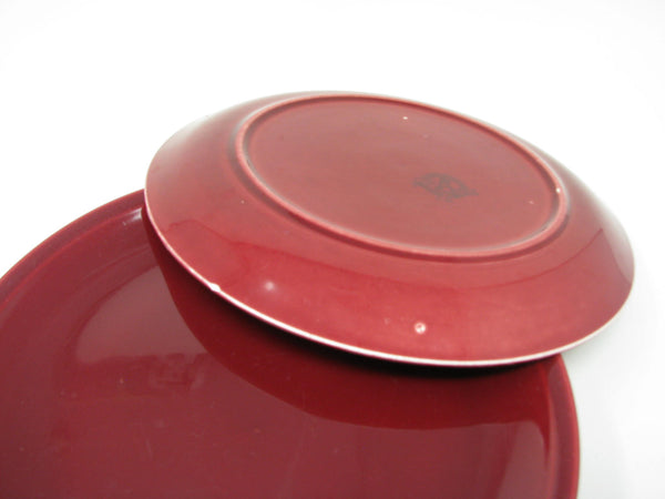 Vintage Paden City Pottery Greenbrier Burgundy Dinner Plates - 7 Pieces