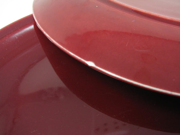 Vintage Paden City Pottery Greenbrier Burgundy Dinner Plates - 7 Pieces