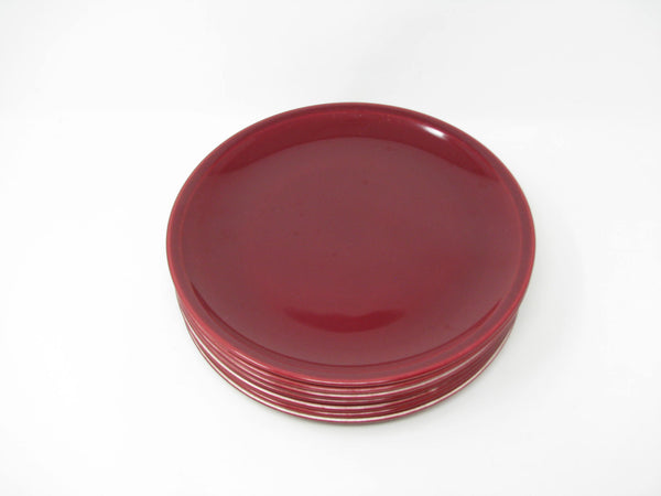 Vintage Paden City Pottery Greenbrier Burgundy Dinner Plates - 7 Pieces