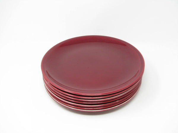 Vintage Paden City Pottery Greenbrier Burgundy Dinner Plates - 7 Pieces