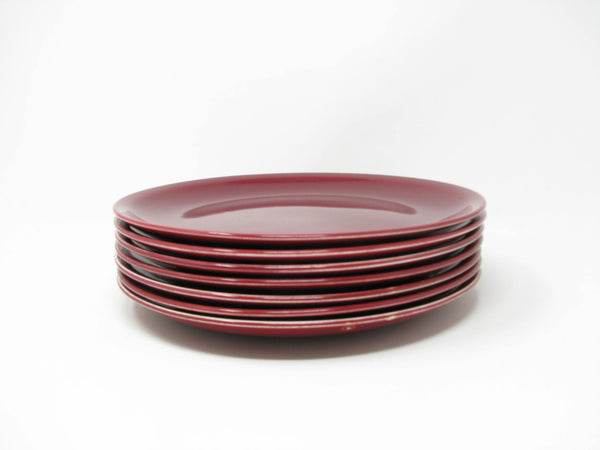 Vintage Paden City Pottery Greenbrier Burgundy Dinner Plates - 7 Pieces