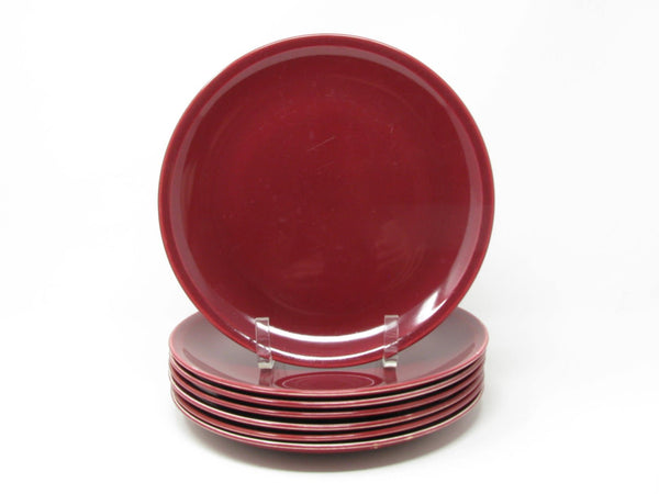 Vintage Paden City Pottery Greenbrier Burgundy Dinner Plates - 7 Pieces