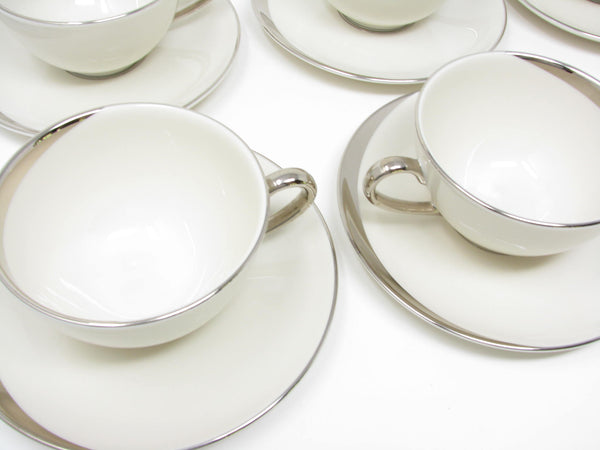 edgebrookhouse - Vintage Pickard China Crescent Cups & Saucers with Platinum Trim Made in USA - 12 Pieces