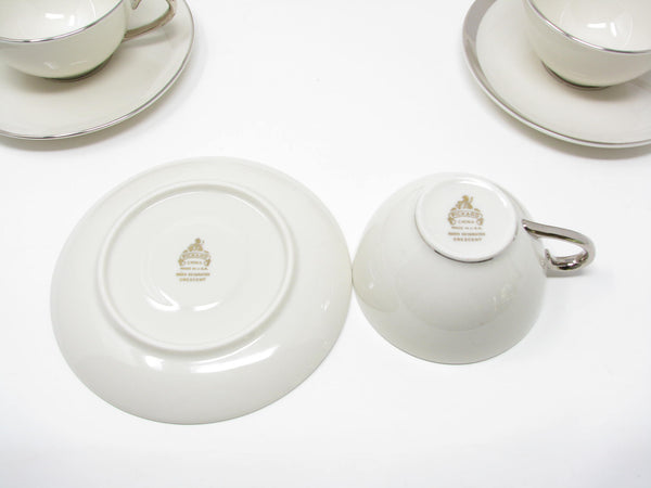 edgebrookhouse - Vintage Pickard China Crescent Cups & Saucers with Platinum Trim Made in USA - 12 Pieces