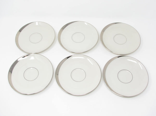 edgebrookhouse - Vintage Pickard China Crescent Cups & Saucers with Platinum Trim Made in USA - 12 Pieces