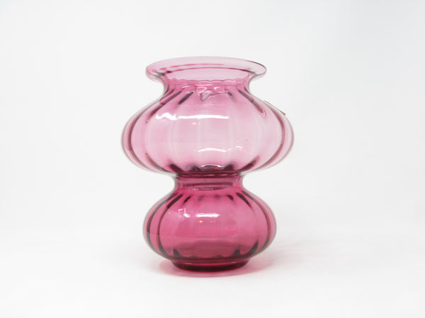 Vintage Pilgrim Cranberry Glass Hampton Hurricane Candle Holder