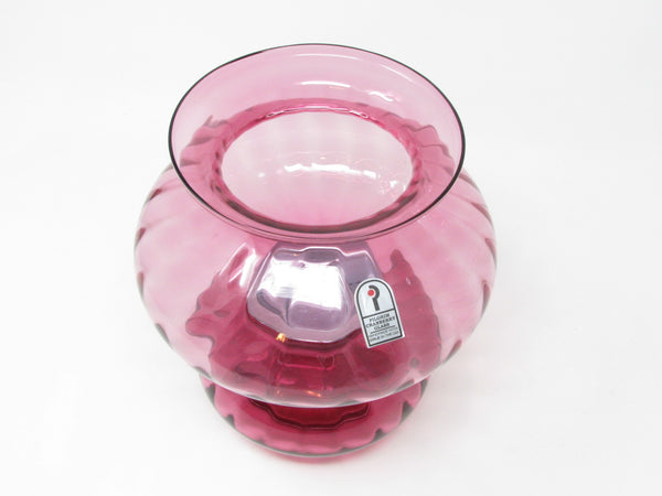 Vintage Pilgrim Cranberry Glass Hampton Hurricane Candle Holder