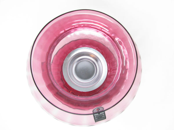 Vintage Pilgrim Cranberry Glass Hampton Hurricane Candle Holder