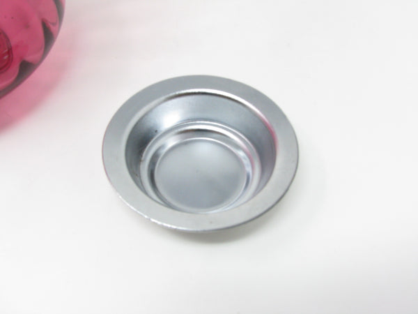 Vintage Pilgrim Cranberry Glass Hampton Hurricane Candle Holder