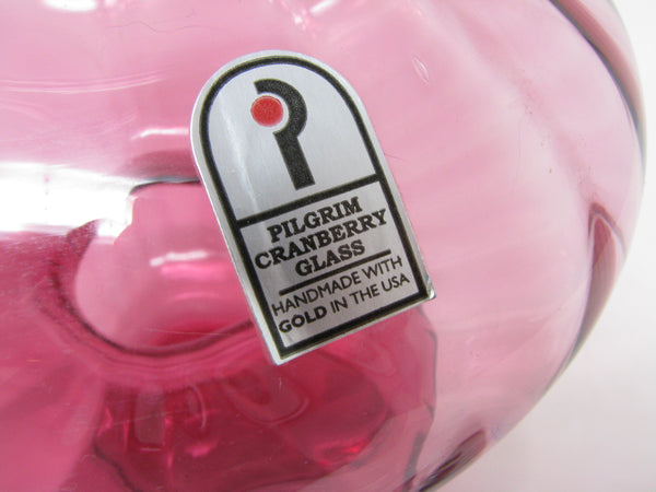 Vintage Pilgrim Cranberry Glass Hampton Hurricane Candle Holder