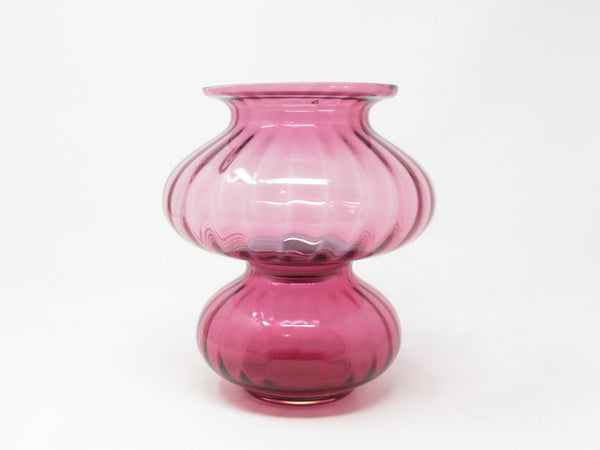 Vintage Pilgrim Cranberry Glass Hampton Hurricane Candle Holder