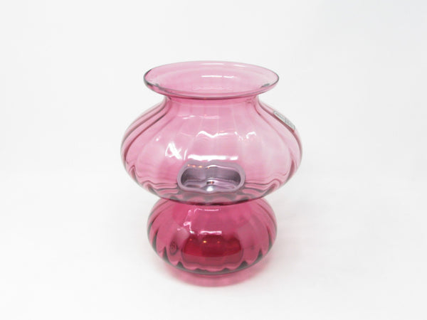 Vintage Pilgrim Cranberry Glass Hampton Hurricane Candle Holder