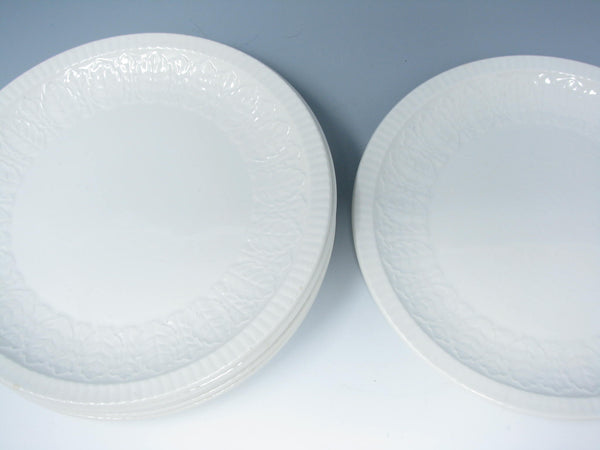 edgebrookhouse Vintage Pontesa Spain White Ironstone Bread or Dessert Plates with Embossed Acanthus Style Leaves - 6 Pieces