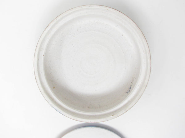 Vintage Pottery Lidded Box with Abstract Fish Pattern Signed by Artist
