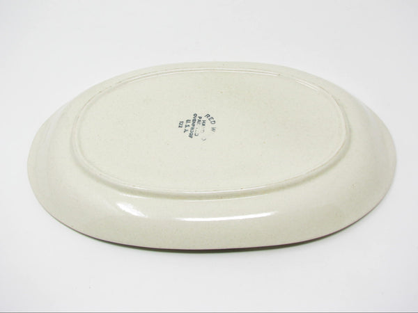 Vintage Red Wing Pottery Hearthside Oval Platter with Eagle, Bench & Hurricane Lamp