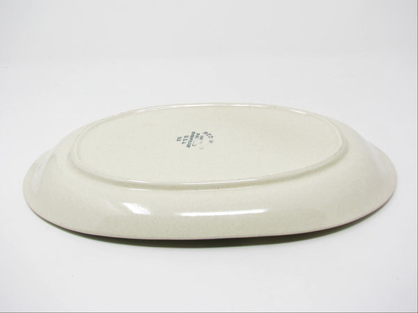 Vintage Red Wing Pottery Hearthside Oval Platter with Eagle, Bench & Hurricane Lamp