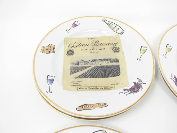 edgebrookhouse Vintage Rosanna Cheers Salad Plates with Wine Labels Made in Italy - 8 Pieces
