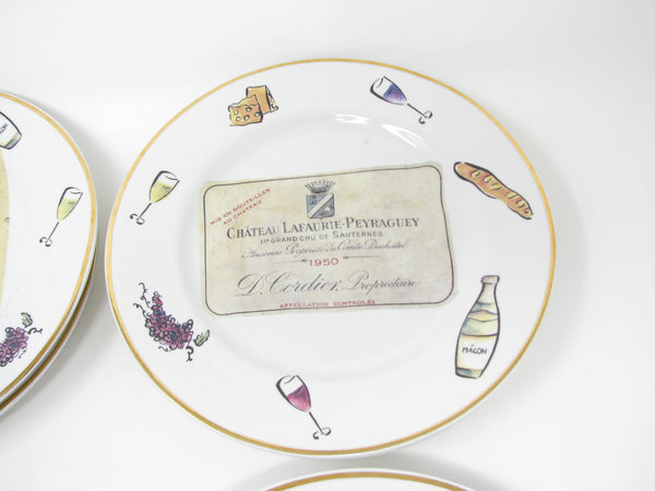 edgebrookhouse Vintage Rosanna Cheers Salad Plates with Wine Labels Made in Italy - 8 Pieces