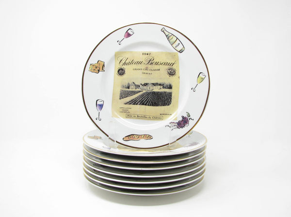 edgebrookhouse Vintage Rosanna Cheers Salad Plates with Wine Labels Made in Italy - 8 Pieces