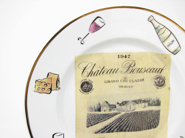 edgebrookhouse Vintage Rosanna Cheers Salad Plates with Wine Labels Made in Italy - 8 Pieces