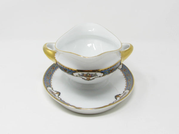 Vintage Rosenthal Elite Old Virginia Porcelain Gravy Boat with Floral Urns and Gold Trim
