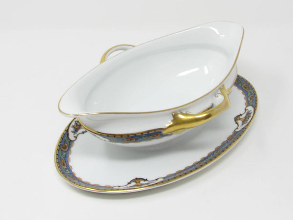 Vintage Rosenthal Elite Old Virginia Porcelain Gravy Boat with Floral Urns and Gold Trim