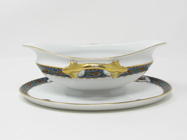 Vintage Rosenthal Elite Old Virginia Porcelain Gravy Boat with Floral Urns and Gold Trim