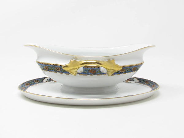 Vintage Rosenthal Elite Old Virginia Porcelain Gravy Boat with Floral Urns and Gold Trim