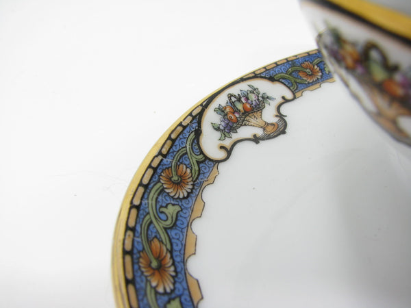 Vintage Rosenthal Elite Old Virginia Porcelain Gravy Boat with Floral Urns and Gold Trim