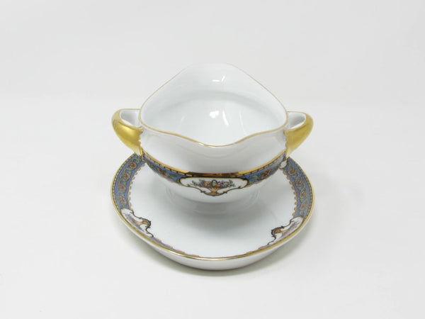 Vintage Rosenthal Elite Old Virginia Porcelain Gravy Boat with Floral Urns and Gold Trim