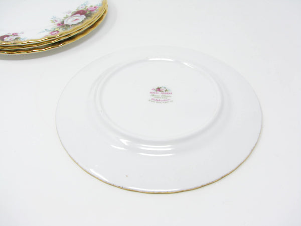 Vintage Royal Albert Celebration Bone China England Bread Plates with Gold Trim - 4 Pieces