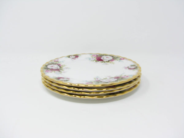 Vintage Royal Albert Celebration Bone China England Bread Plates with Gold Trim - 4 Pieces