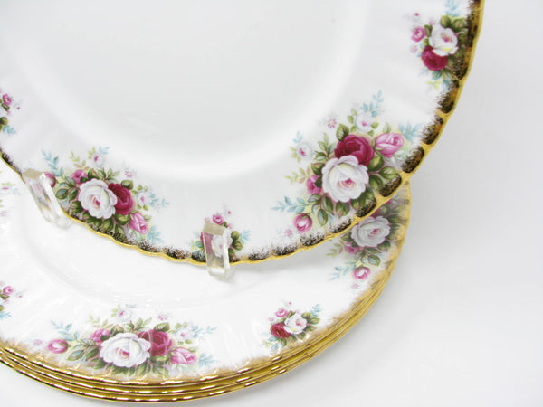 Vintage Royal Albert Celebration Bone China England Dinner Plates with Gold Trim - 4 Pieces