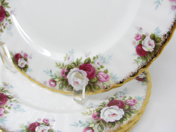 Vintage Royal Albert Celebration Bone China England Salad Plates with Gold Trim - 4 Pieces