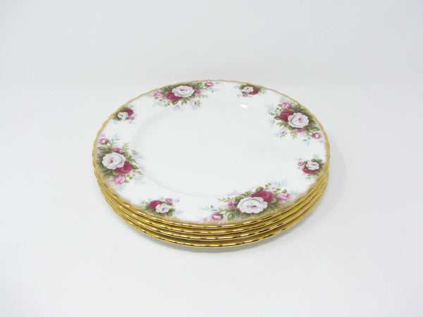 Vintage Royal Albert Celebration Bone China England Salad Plates with Gold Trim - 4 Pieces