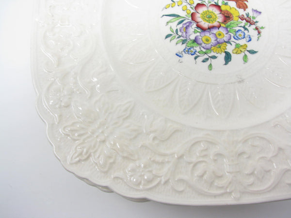 edgebrookhouse Vintage Royal Cauldon England Beverly Square Ironstone Luncheon or Salad Plates with Floral Center - 10 Pieces