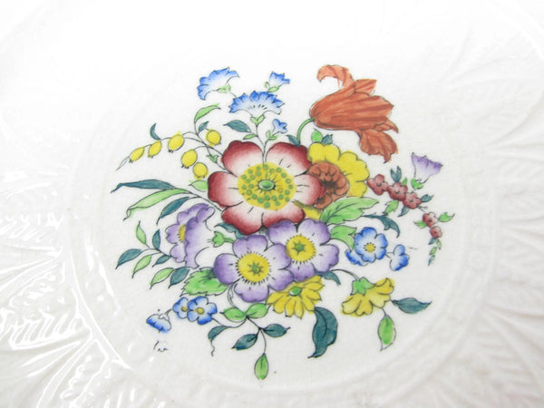 edgebrookhouse Vintage Royal Cauldon England Beverly Square Ironstone Luncheon or Salad Plates with Floral Center - 10 Pieces