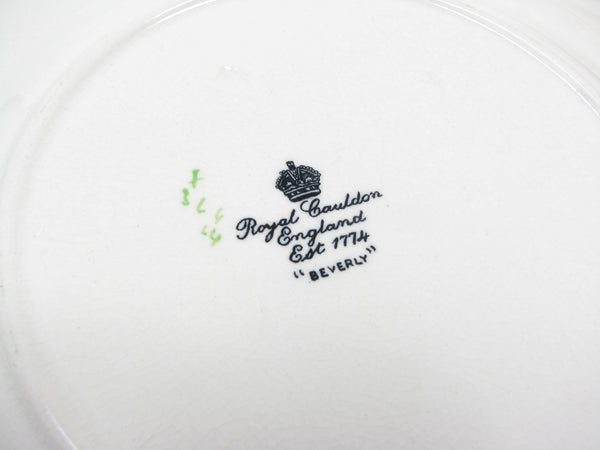 edgebrookhouse Vintage Royal Cauldon England Beverly Square Ironstone Luncheon or Salad Plates with Floral Center - 10 Pieces