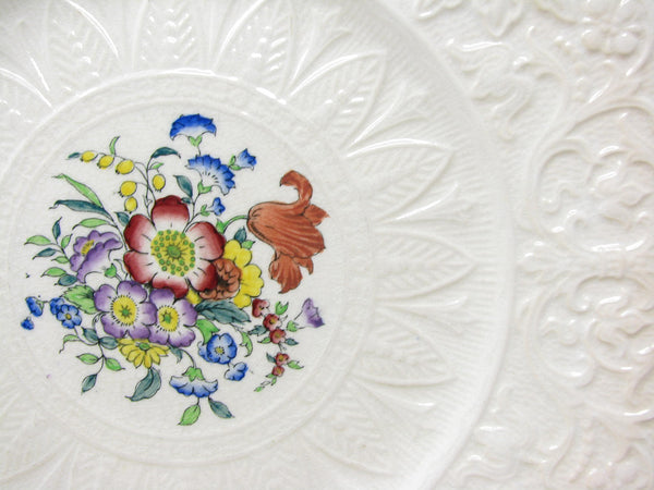 edgebrookhouse Vintage Royal Cauldon England Beverly Square Ironstone Luncheon or Salad Plates with Floral Center - 10 Pieces